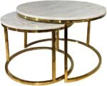 Coffee Tables - Nesting 2 Pack - Rounded Marble Top - Image 10