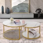 Coffee Tables - Nesting 2 Pack - Rounded Marble Top - Image 7