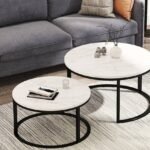 Coffee Tables - Nesting 2 Pack - Rounded Marble Top - Image 4