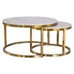 Coffee Tables - Nesting 2 Pack - Rounded Marble Top - Image 6