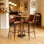 Contemporary Leather Upholstered Bar Chairs Set of 2 - Image 2