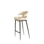 Curved-Back Faux Leather Bar Stool - Image 2