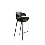 Curved-Back Faux Leather Bar Stool