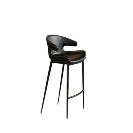 Curved-Back Faux Leather Bar Stool