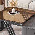 Elegant Nesting Square Glass Top Coffee Table with Marble Top Drawer Table - Image 2