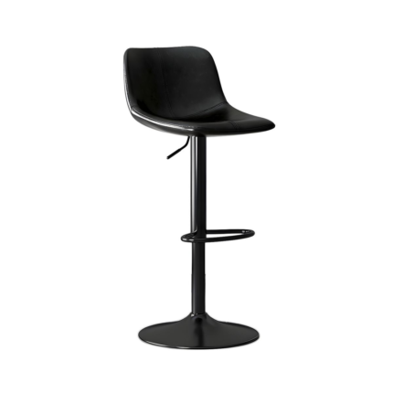 Leather Modern Counter Stool with Adjustable Height, Swivel & Footrest