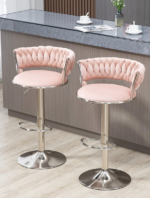 Luxe Tufted Velvet Barstools with Swivel & Silver Base - Set of 2 - Image 27