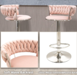 Luxe Tufted Velvet Barstools with Swivel & Silver Base - Set of 2 - Image 26