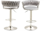 Luxe Tufted Velvet Barstools with Swivel & Silver Base - Set of 2 - Image 15