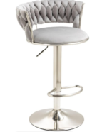 Luxe Tufted Velvet Barstools with Swivel & Silver Base - Set of 2 - Image 17