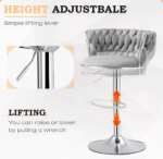 Luxe Tufted Velvet Barstools with Swivel & Silver Base - Set of 2 - Image 19