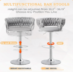 Luxe Tufted Velvet Barstools with Swivel & Silver Base - Set of 2 - Image 20