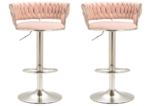 Luxe Tufted Velvet Barstools with Swivel & Silver Base - Set of 2 - Image 22