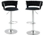 Luxe Tufted Velvet Barstools with Swivel & Silver Base - Set of 2