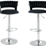 Luxe Tufted Velvet Barstools with Swivel & Silver Base - Set of 2
