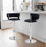 Luxe Tufted Velvet Barstools with Swivel & Silver Base - Set of 2 - Image 5