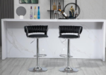 Luxe Tufted Velvet Barstools with Swivel & Silver Base - Set of 2 - Image 7