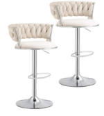 Luxe Tufted Velvet Barstools with Swivel & Silver Base - Set of 2 - Image 8