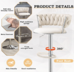 Luxe Tufted Velvet Barstools with Swivel & Silver Base - Set of 2 - Image 9