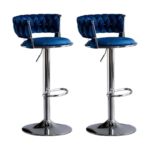 Luxury Silver Based Velvet Swivel Barstool Set Of Two - Image 5