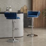 Luxury Silver Based Velvet Swivel Barstool Set Of Two - Image 7