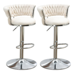 Luxury Silver Based Velvet Swivel Barstool Set Of Two - Image 12