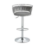 Luxury Silver Based Velvet Swivel Barstool Set Of Two - Image 9