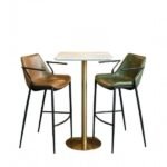 Modern Curved-Back Faux Leather Bar Stool - Set of 2 - Image 2
