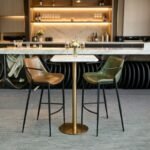 Modern Curved-Back Faux Leather Bar Stool - Set of 2 - Image 3