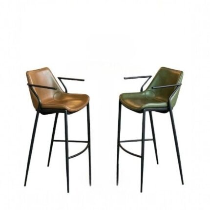 Modern Curved-Back Faux Leather Bar Stool - Set of 2