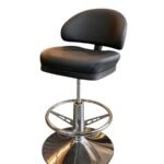 Modern Adjustable Bar Chair with Curved Backrest & Chrome Base