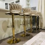 Modern Adjustable Velvet Wave Hollow Barstools - Cream - Image 5