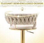 Modern Adjustable Velvet Wave Hollow Barstools - Cream - Image 2