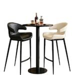 Modern Curved-Back Faux Leather Bar Stool - Set of 2 - Image 2
