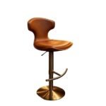 Modern Elegance & Contemporary Adjustable Brown Leather Bar Stool