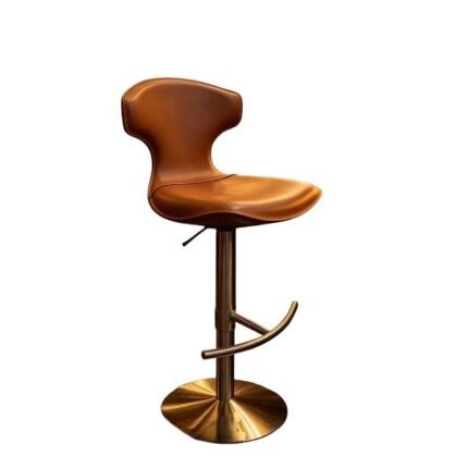 Modern Elegance & Contemporary Adjustable Brown Leather Bar Stool