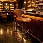 Modern Elegance & Contemporary Adjustable Brown Leather Bar Stool - Image 2