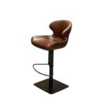 Modern Leather Bar Stool with Backrest & Metal Base - Image 3