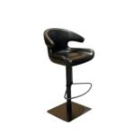 Modern Leather Bar Stool with Backrest & Metal Base