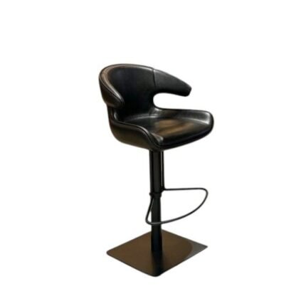 Modern Leather Bar Stool with Backrest & Metal Base