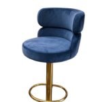 Modern Velvet Bar Chair With Height Adjustment And 360-Degree Swivel
