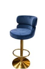 Modern Velvet Bar Chair With Height Adjustment And 360-Degree Swivel