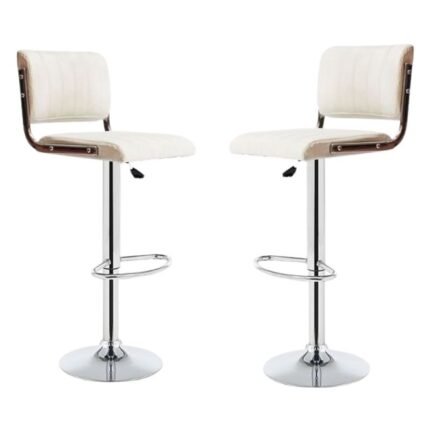 PU leather White Bar Stool - Set of 2