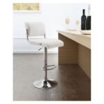 PU leather White Bar Stool - Set of 2 - Image 3