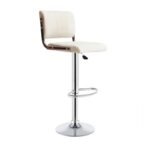 PU leather White Bar Stool - Set of 2 - Image 2