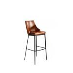 Premium Brown PU Leather Bar Stool with Metal Legs