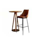 Premium Brown PU Leather Bar Stool with Metal Legs - Image 2