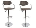 Rattan Bamboo Bar Stools / Kitchen Chairs - Set of 2 – Dark Brown Colour