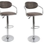 Rattan Bamboo Bar Stools / Kitchen Chairs - Set of 2 – Dark Brown Colour
