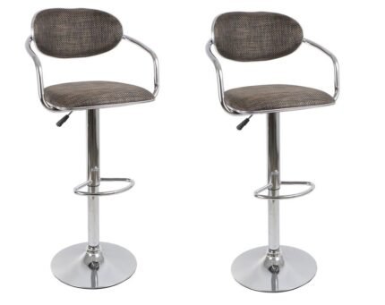 Rattan Bamboo Bar Stools / Kitchen Chairs - Set of 2 – Dark Brown Colour